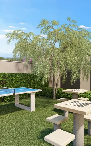Area lazer pingpong xadrez jardim render