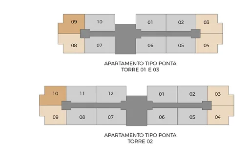 Planta pavimento tipo torres apartamentos