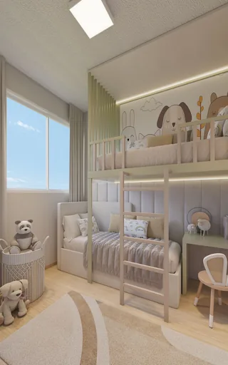 Quarto infantil beliche render decorado
