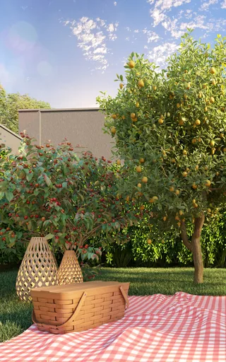 Render area lazer jardim pomar picnic