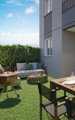 Area gourmet externa render noturno