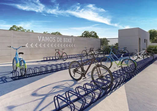 Bicicletario render noturno amenidade