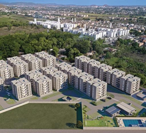 Implantacao aerea empreendimento blocos residenciais