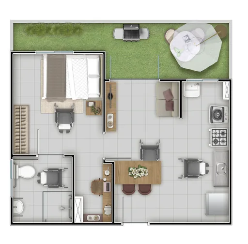 Planta baixa apartamento mobiliada 2