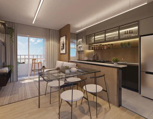 Render cozinha sala jantar unidade