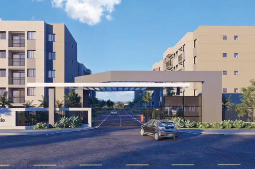 Render noturno entrada condominio fachada