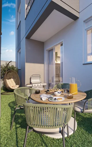 Varanda area gourmet render noturno