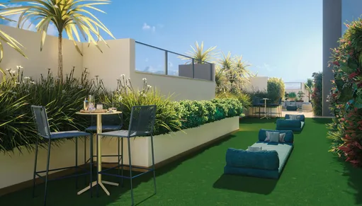 Area lazer terraco jardim render