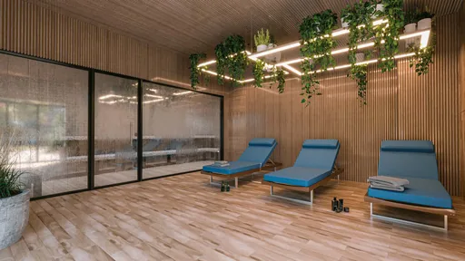 Area relaxamento sauna espreguicadeiras