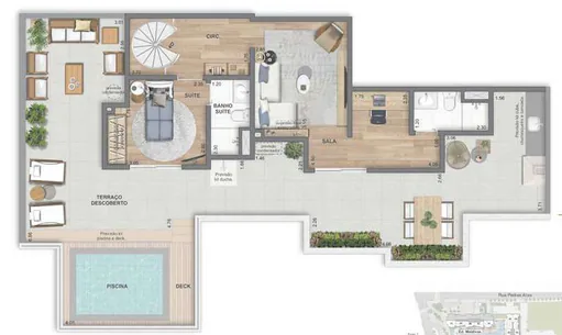 Planta apartamento cobertura piscina terraco