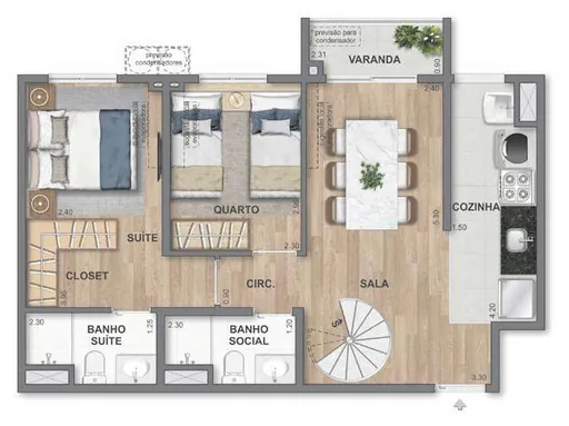 Planta baixa apartamento suite quarto varanda