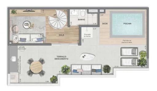 Planta cobertura piscina terraco descoberto