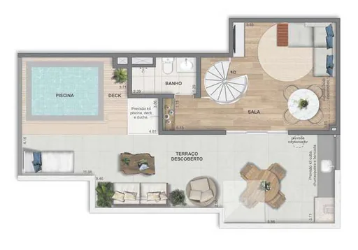 Planta cobertura piscina terraco descoberto 2