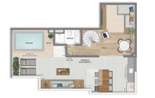 Planta cobertura piscina terraco descoberto 3