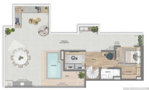 Planta cobertura piscina terraco descoberto 4