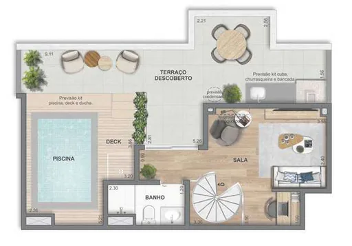 Planta cobertura piscina terraco descoberto 5