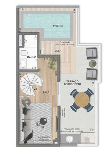 Planta cobertura piscina terraco descoberto 6