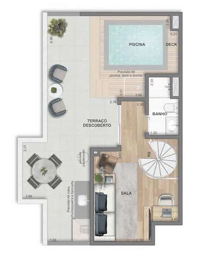 Planta cobertura terraco piscina