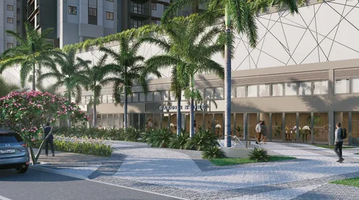 Render fachada comercial garden store empreendimento