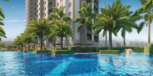 Render piscina area lazer empreendimento