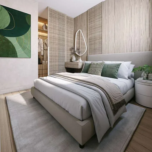 Render quarto suite closet decorado