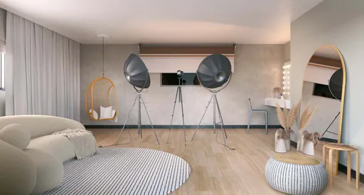 Render sala estar estudio fotografico