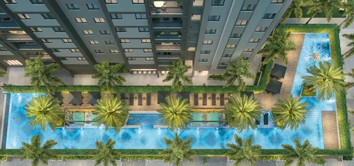 Render vista aerea piscina area lazer