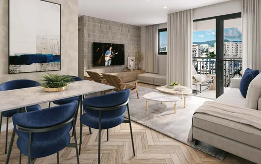 Sala estar jantar render apartamento