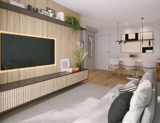 Sala estar jantar render apartamento 2