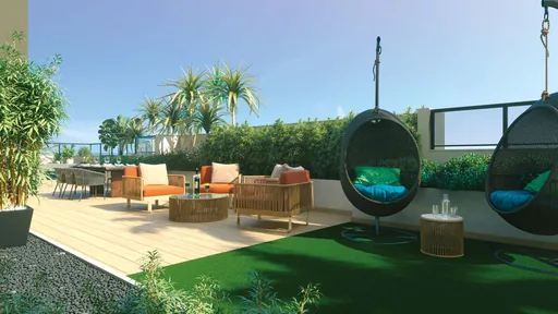 Terraco area lazer render deck jardim