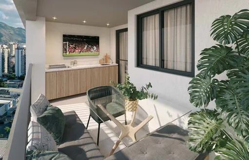 Varanda gourmet render apartamento