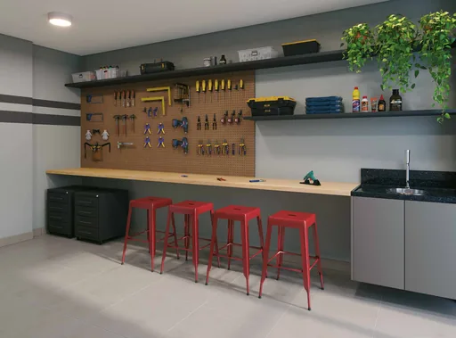 Oficina ferramentas area comum render