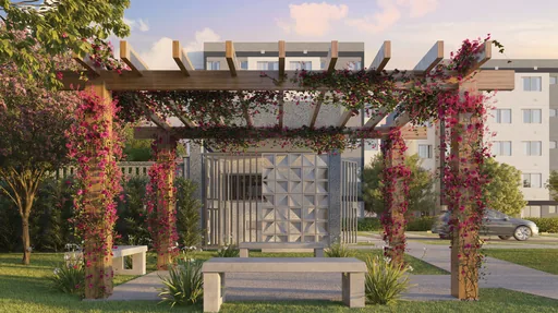 Pergola jardim area comum render