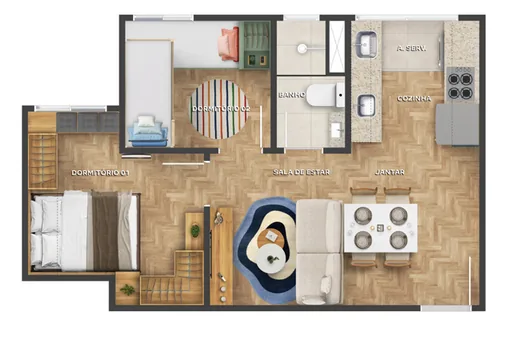 Planta apartamento dois dormitorios