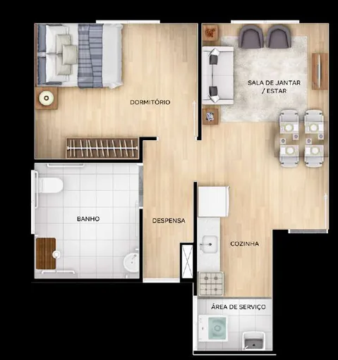Planta apartamento 1 dormitorio