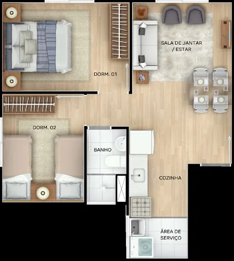 Planta apartamento 2 dormitorios