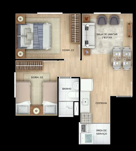 Planta apartamento 2 dormitorios 2