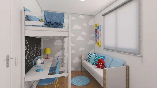 Quarto infantil beliche render 3d