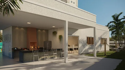 Area gourmet churrasqueira render externo