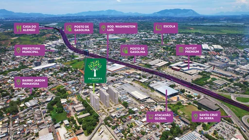Mapa aerial localizacao primavera garden entorno