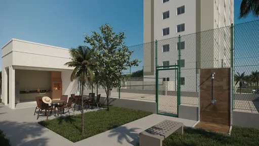 Render area lazer churrasqueira quadra