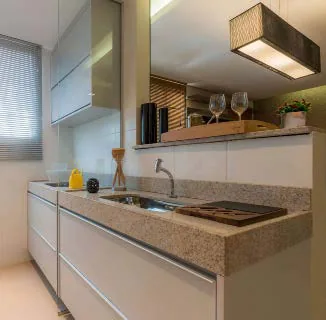 Cozinha decorada bancada granito