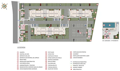 Implantacao condominio torres areas comuns