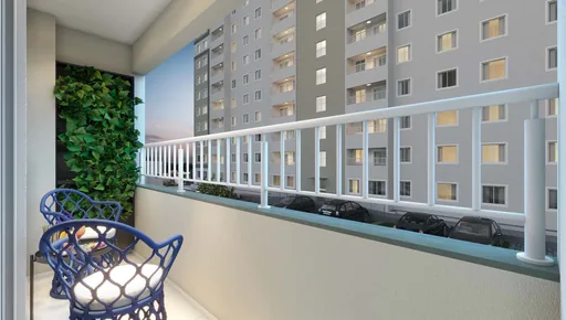 Varanda sacada render apartamento