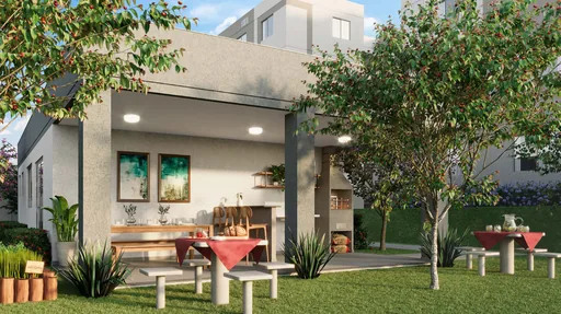 Area churrasco jardim amenidade render