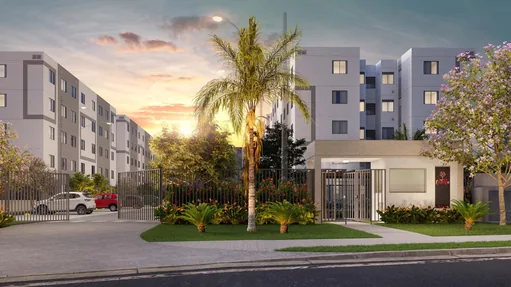 Fachada entrada condominio render externo