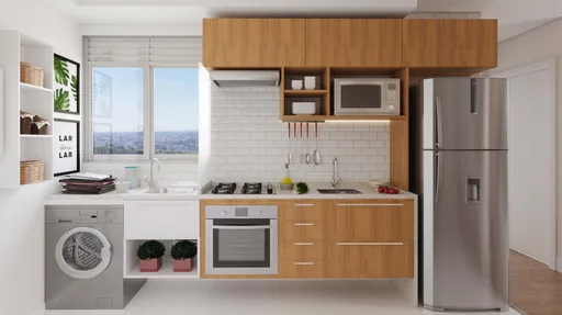 Render cozinha area servico apartamento