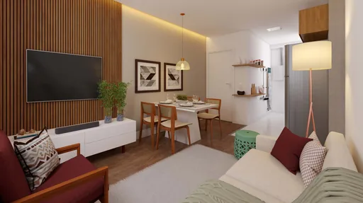 Render sala estar jantar apartamento