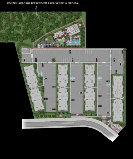 Implantacao blocos areas comuns condominio