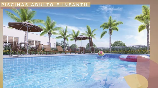 Piscinas adulto infantil area lazer render